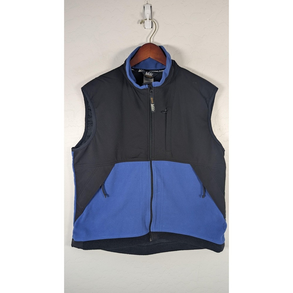 REI Vest Womens XL Blue Black Fleece Nylon Full Zip Outdoor Pockets Canada